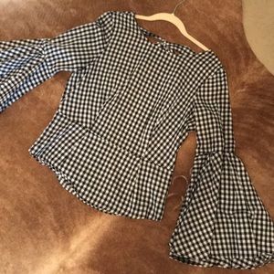 Gingham Bell Sleeve Nanette Lepore Top